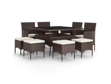 Conjunto 9 de comedor de jardín VIDAXL ratán sintético beige