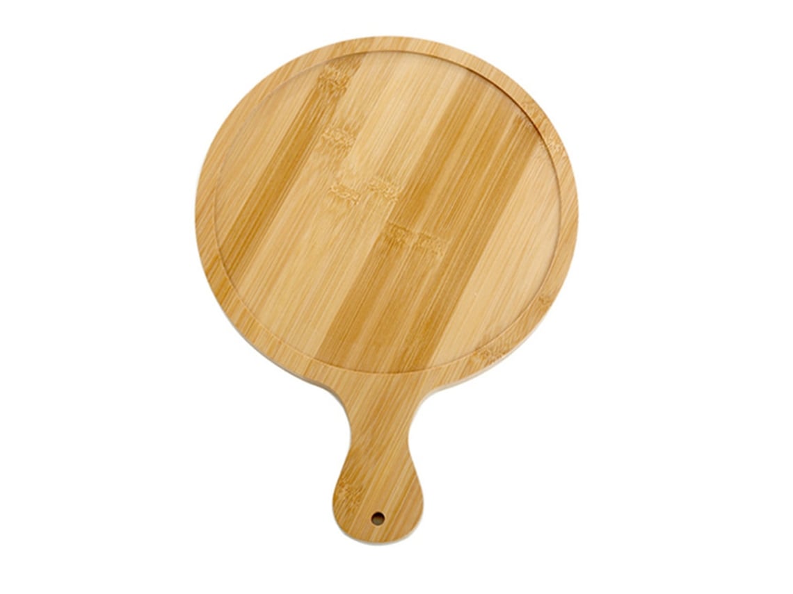 Bandeja Redonda De Madera De Bambú Para Pizza Con Textura Ligera, De 25 Cm (10 Pulgadas), Para Pizzas De 23 Cm (9 Pulgadas).