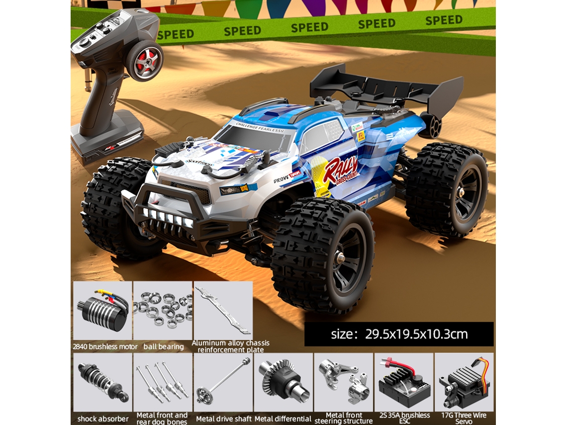 Coche teledirigido Big Foot 4x4 a escala 1/18, 50 km/h, todoterreno de alta velocidad, juguete para niños y adultos, color azul. Aeuzwr