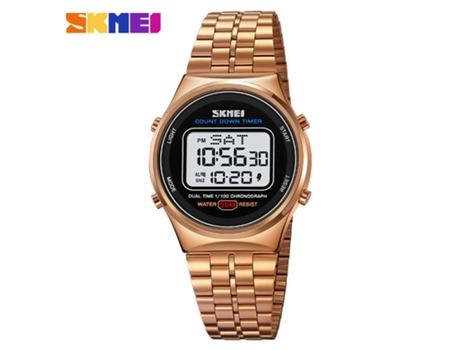 Reloj electrónico multifuncional para hombre, reloj LED de acero inoxidable para deportes al aire libre, máquina blanqueadora de carcasa de oro ros...