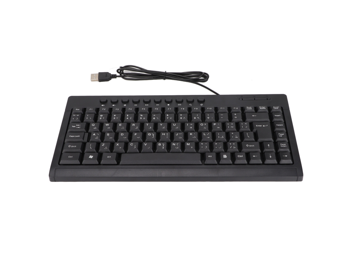 Teclado Mini USB com Fio Baoj-2026, 95 Teclas, Preto, para Escritório, Casa, Laptop e PC