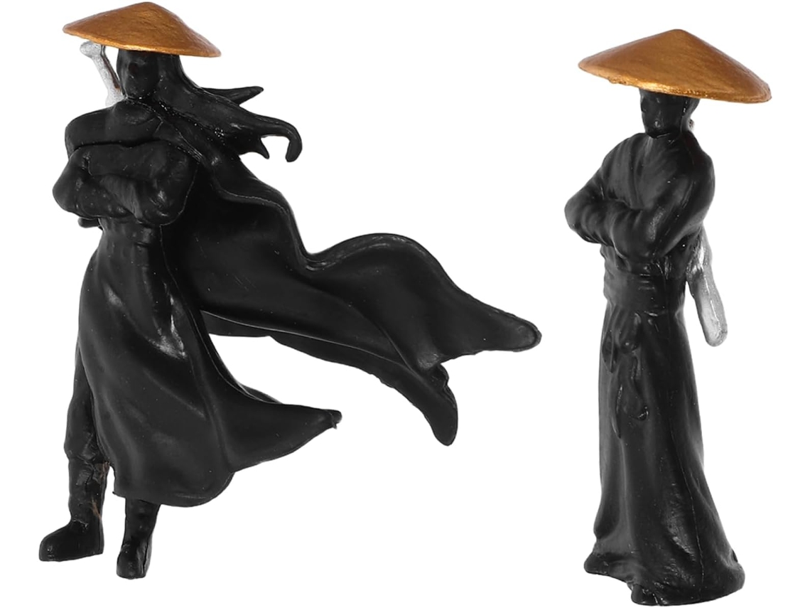Figuritas Guerreros Chinos Antiguos, Decoración Escritorio Terrario Plástico Negro, Estilo Antiguo,
