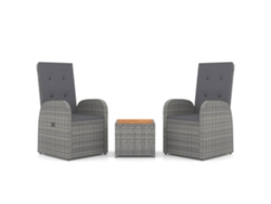 Maison Exclusive - Conjunto de jardín de 3 piezas de mimbre y madera de acacia, gris
