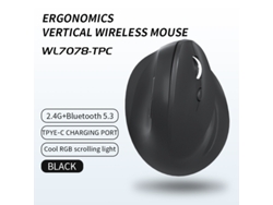 Ratón inalámbrico ergonómico Bestvite de 4800 DPI, color negro