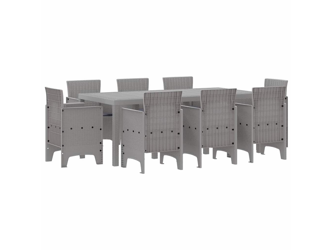Maison Exclusive - Conjunto De Comedor De Jardín 9 Pcs Gris Claro Polipropileno