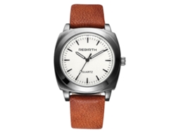 Reloj De Pulsera Analógico De Cuarzo Con Correa De Cuero, Esfera Redonda, Estilo Moderno (marrón-rojo)