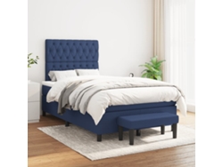 vidaXL Cama con somier y colchón 120x200 cm tela azul