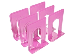 Sujetalibros antideslizantes de metal rosa, 6x5x6 pulgadas, 6 piezas (3 pares) para estantes