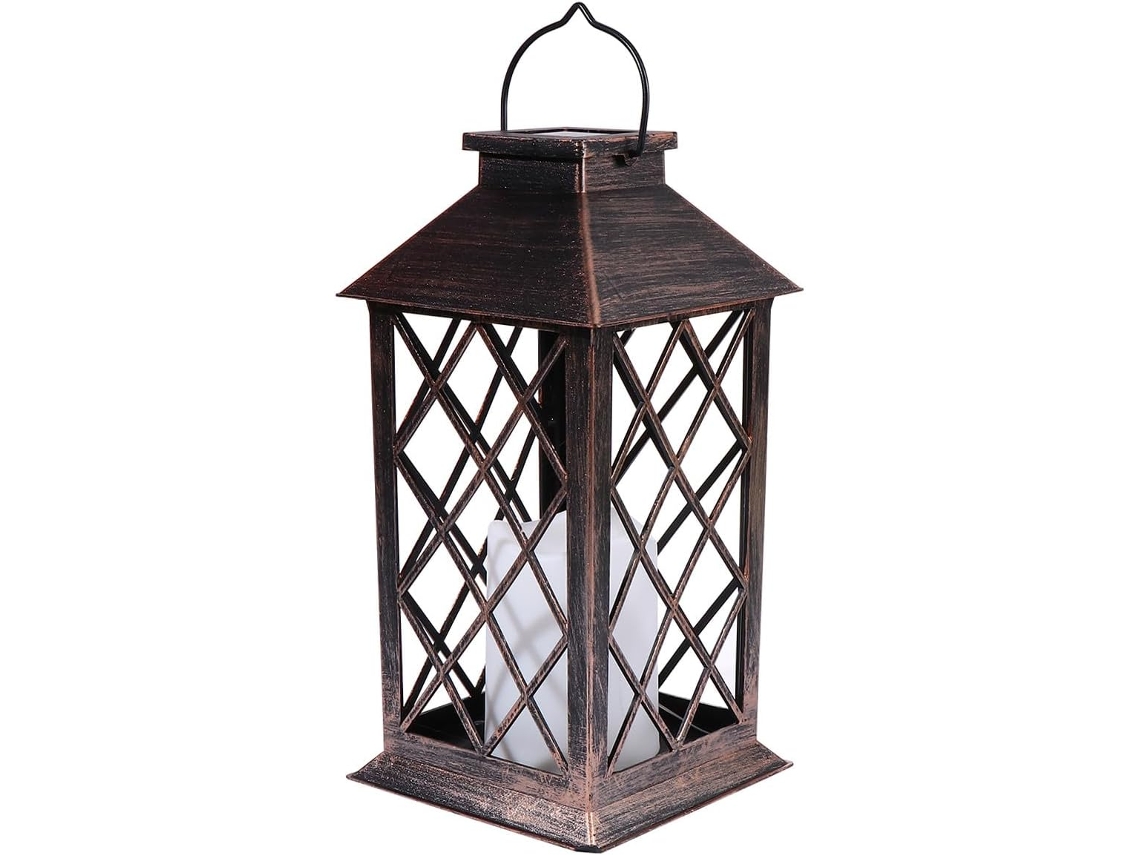 Lámpara Colgante Solar De Cobre Con Forma De Vela, Farol Led Para Exteriores, Iluminación Cálida De Bajo Consumo.