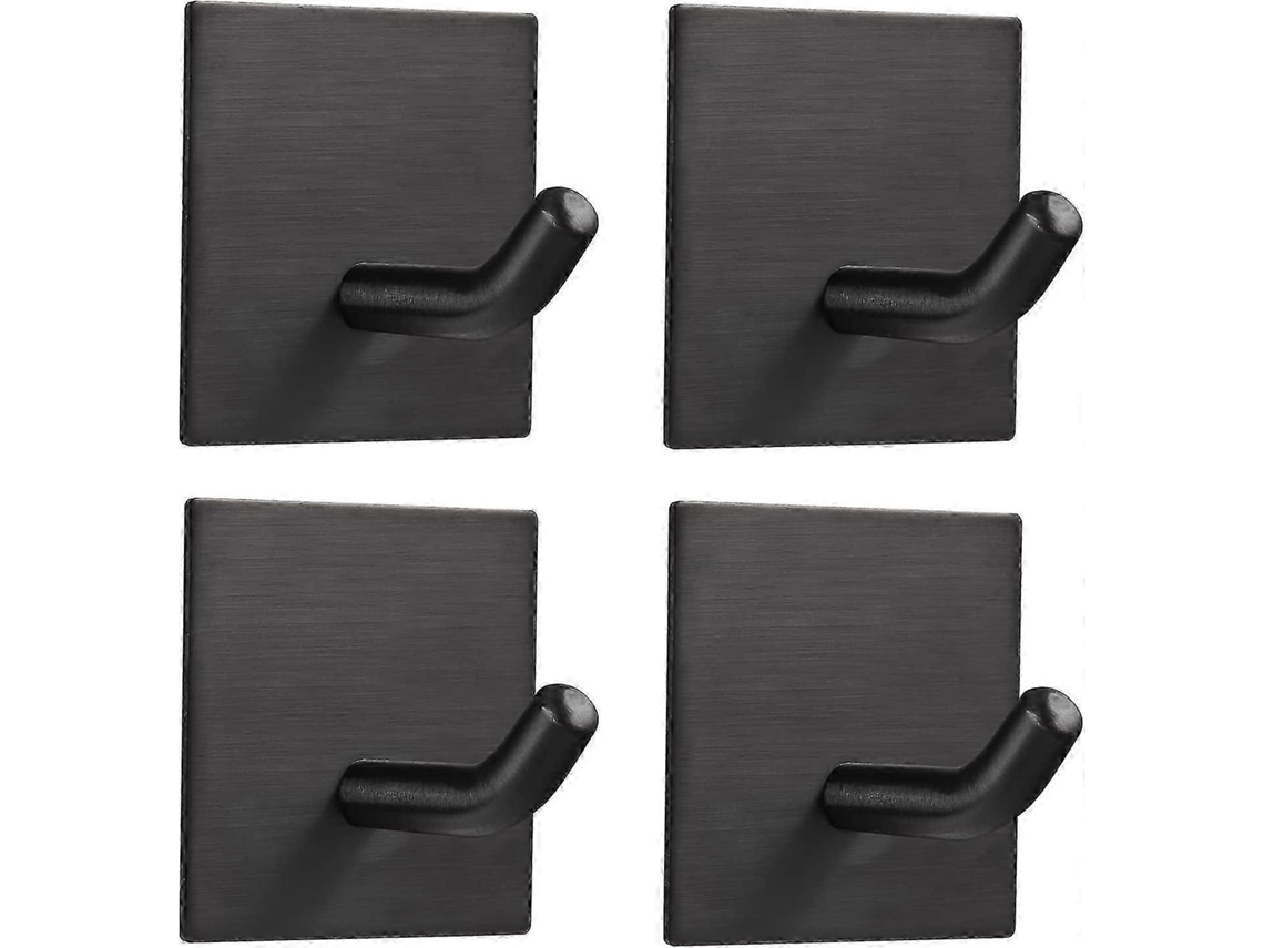 Ganchos de acero inoxidable de alta resistencia para cocina/baño, 4 piezas, color negro.