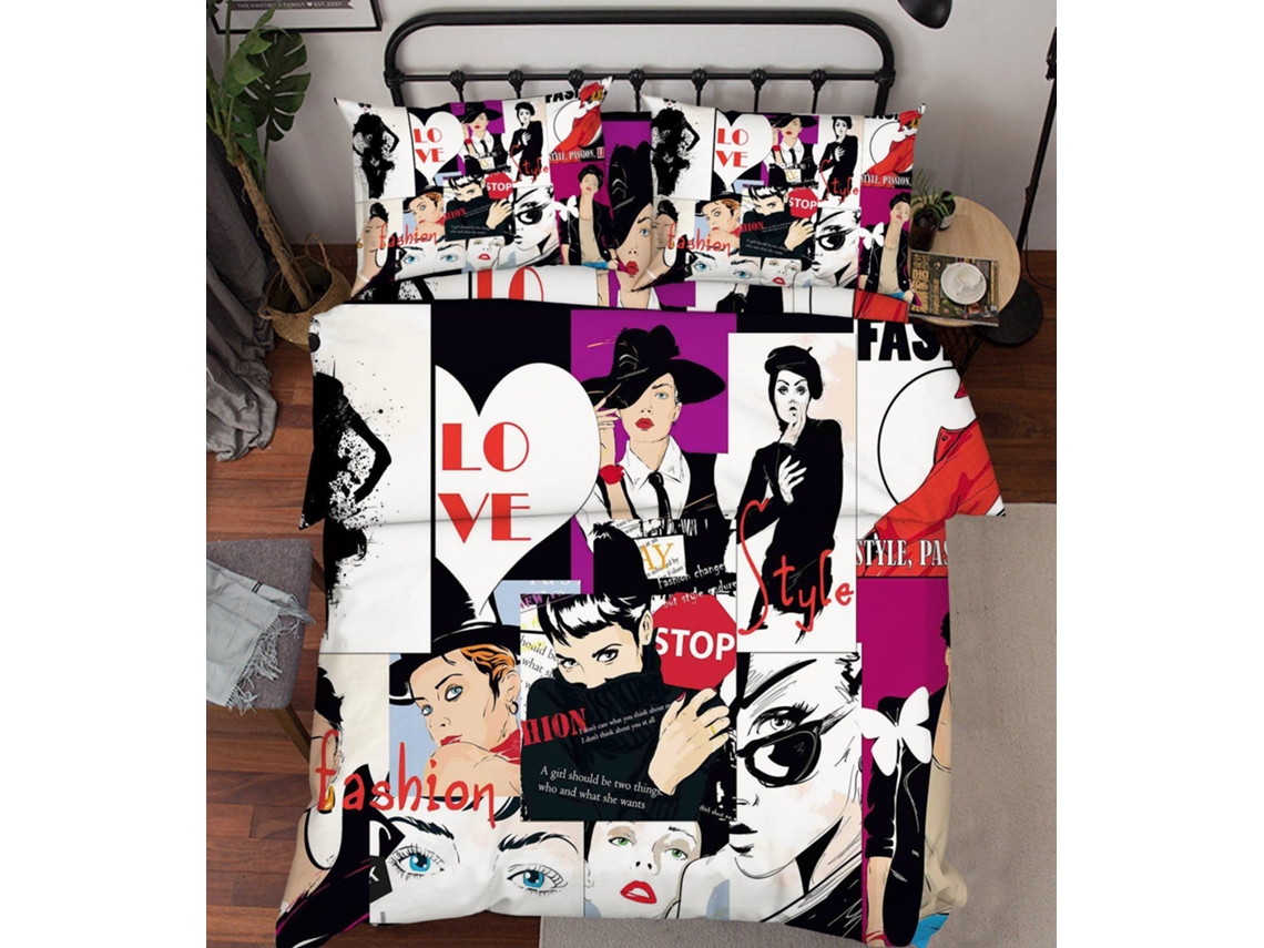 Funda de Edredón AJ WALLPAPER 3D Moda Mujer 36 (200 x 225cm)