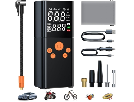 Inflador de neumáticos Compresor de aire portátil Bomba de aire inteligente (150 PSI) con manómetro/luz LED 2 veces inflado rápido para automóvil, ...