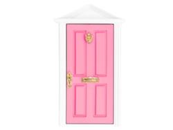 Dan26-puerta De Madera Miniatura Color Rosa Claro Con Detalles Vividos Para Casa De Muñecas 1:12, Regalo De Hada