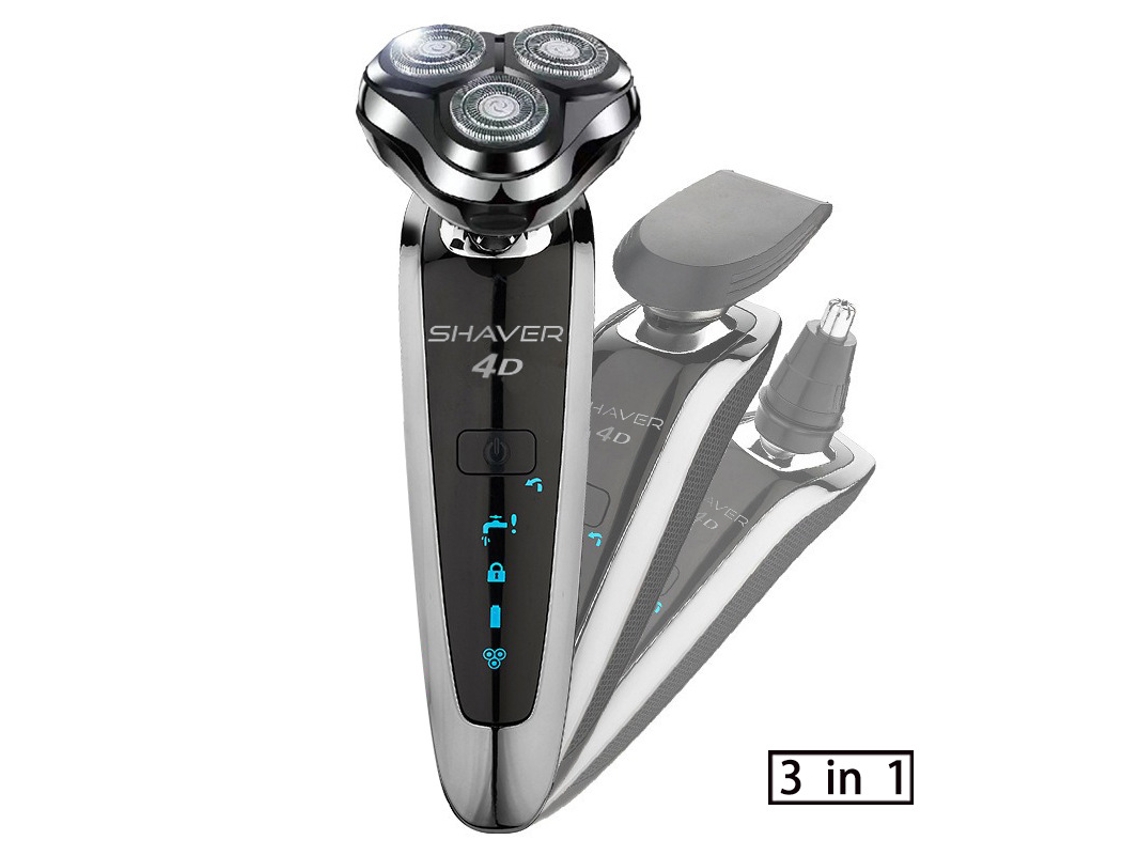 Afeitadora Eléctrica 3 En 1, 3 Cuchillas Flotantes 4d, Motor De 8000 Rpm, Recargable Por Usb (batería Externa/ordenador/cargador De Coche)