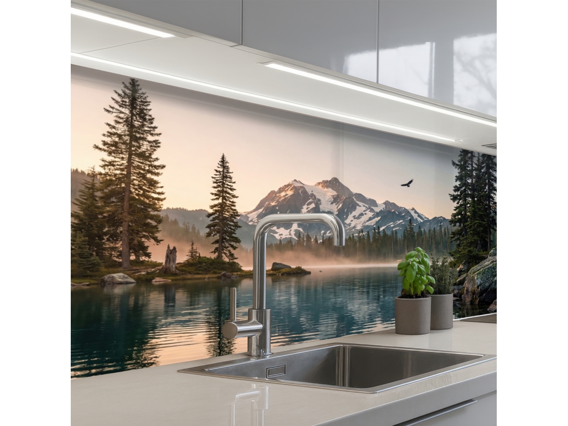 Paneles para salpicadero de cocina - Montañas - Agua - Árboles 150x80 cm