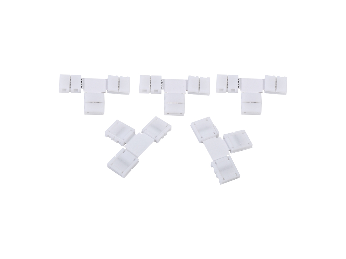 Yncm2026-5 Piezas Conectores Clip Sin Soldadura 4pin T Para Tira Led Rgb 5050 De 10mm