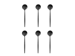 (negro) Un Juego De 6 Cucharas Pequeñas De Acero Inoxidable, De Color Negro Y Dorado.