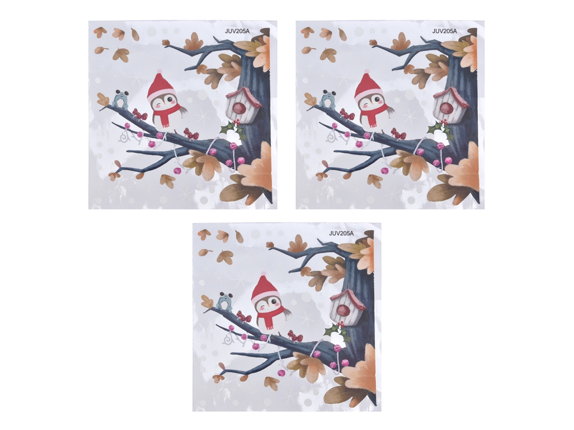 Pegatinas de búho navideño en rama Juv205-a (3 unidades)