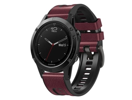 Correa Smartwatch para Garmin Fenix 7 Cuero de Silicona de Liberación Rápida (Rojo Vino)
