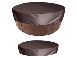 MEOIRUERY Tapa Redondo para Bañera de Hidromasaje, Mesa de Jardín, Cubierta con Elástico para Muebles de Bañera Exterior, 190 x 89 cm (Marrón)