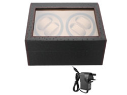 Caja giratoria automática para relojes con 4 ranuras, estuche de exhibición, diseño de piel de avestruz