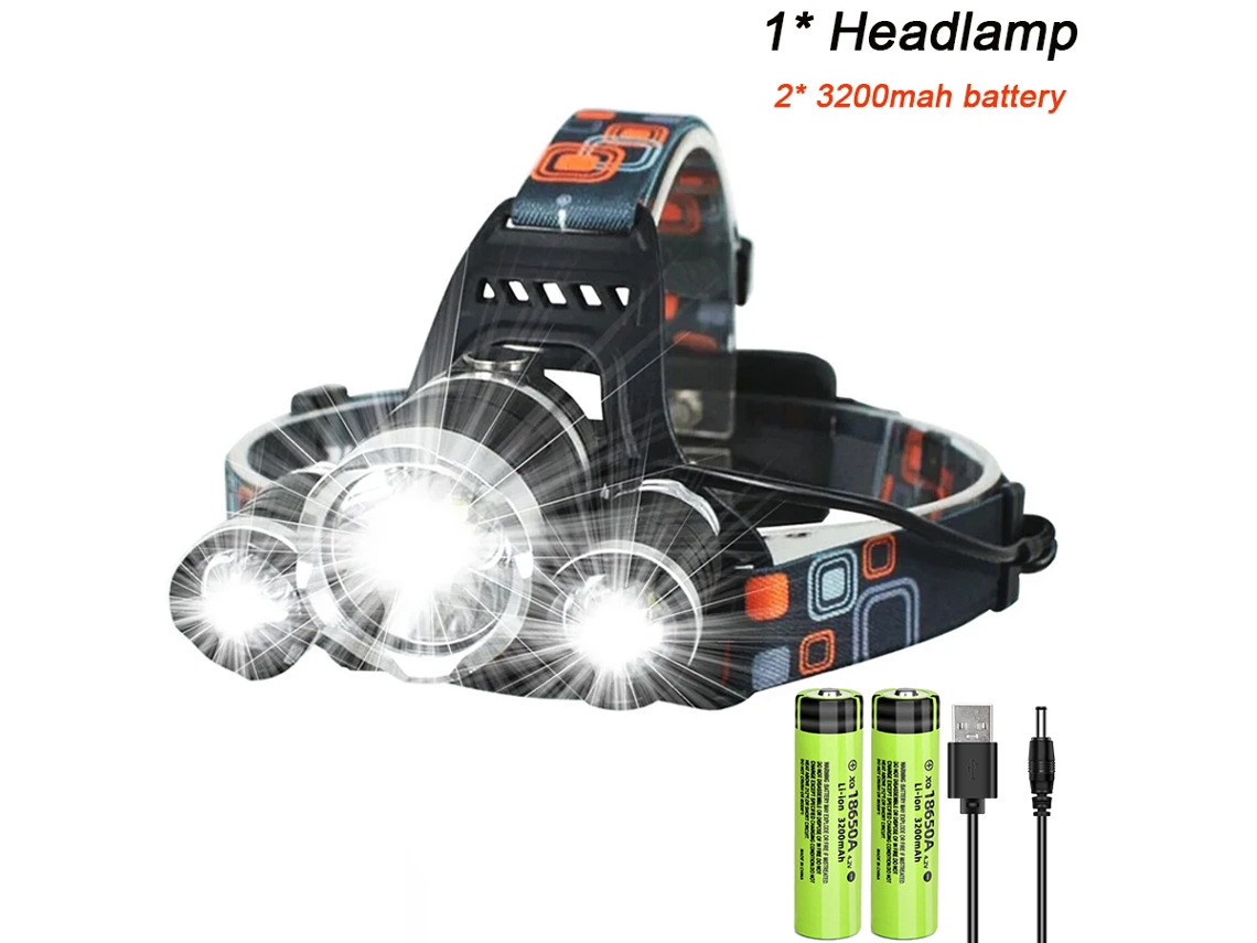 Linterna frontal T6 superbrillante con zoom, recargable por USB, portátil, ideal para pescar y acampar al aire libre. Aeuzwr