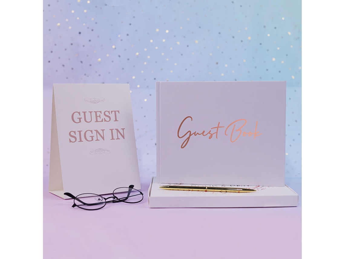 Elegante Libro De Firmas Para Bodas, Fiestas, Baby Showers, Cumpleaños, Graduaciones Y Funerales - 100 Páginas