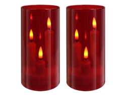 (2 Rojo) Velas LED 3 en 1 con efecto de llama parpadeante, luz electrónica, adecuadas para la decoración del hogar.
