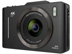 Cámara digital Digitallab 4K HD con zoom de 16x y luz de relleno negra