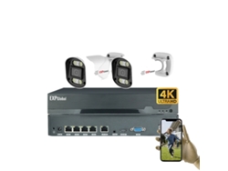Sistema de cámara de seguridad para exteriores, resolución de 5 MP, visión nocturna a color inteligente, canal, 1 cámara de 4 canales y 2 de 5 MP, 1T OEM