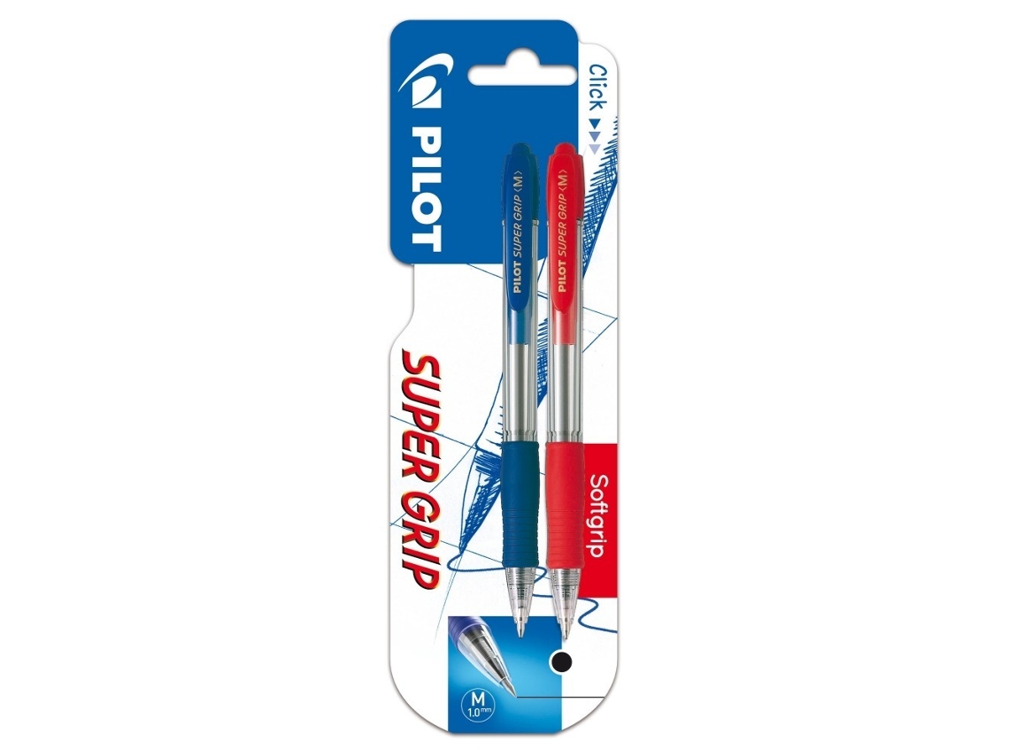 2 Bolígrafos PILOT Super Grip Azul-Rojo