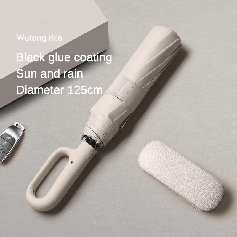 Guarda-chuva Masculino Resistente Ao Vento (bege 10k) De 125 Cm Com Cabo Reforçado Com Fivela E 10 Varetas Duplas.