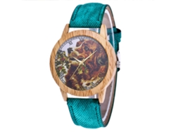 Reloj De Pulsera Unisex Zhoulianfa Con Estampado De Perro Y Correa De Cuarzo Verde.