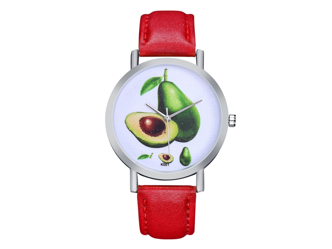Elegante Reloj De Mujer De Piel Roja Con Movimiento De Cuarzo Analógico.
