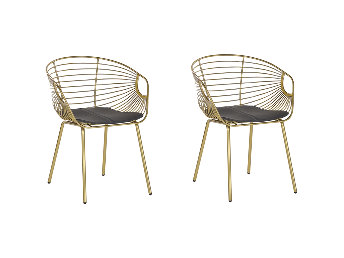 Cadeiras elegantes com visual exclusivo BELIANI Hoback de Aço Dourado 60x56x79