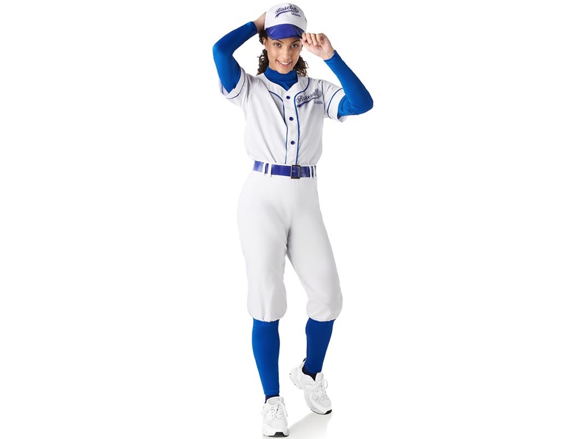 Disfraz de Beisbolista blanco y azul para mujer