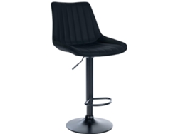 Taburete de bar X1, altura regulable, giratorio 360°, asiento de PVC negro con costuras verticales, base de metal negro, 10_0005423