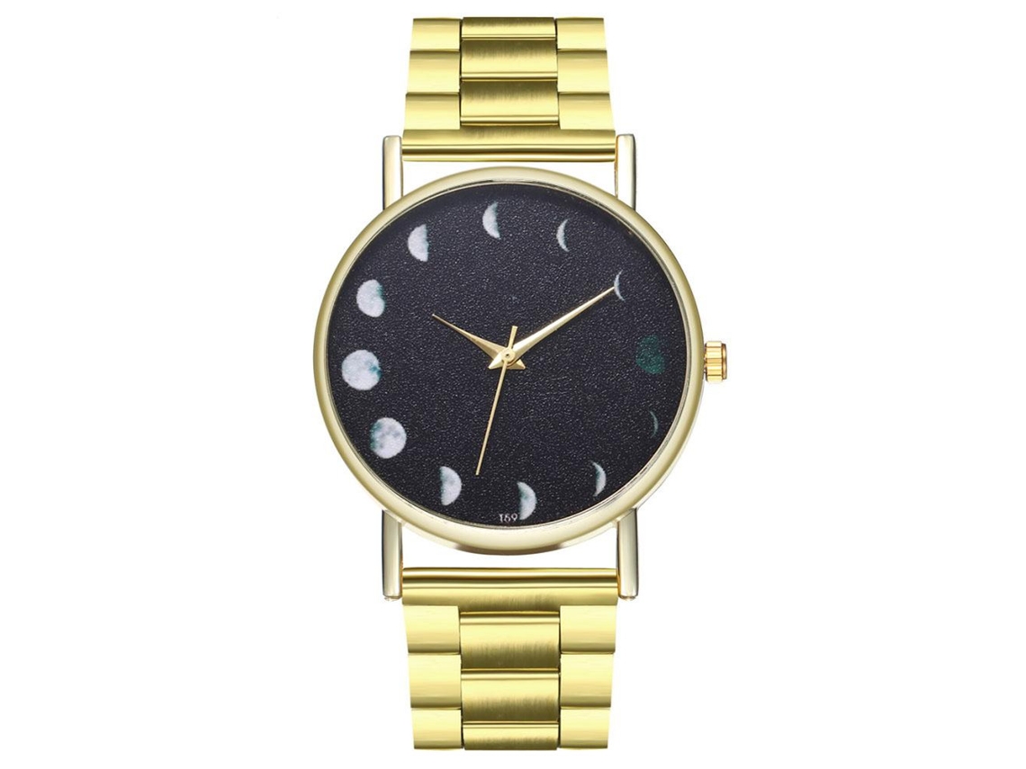 Reloj De Cuarzo Para Mujer Con Brazalete De Acero Inoxidable Y Diseño Decorativo De Luna.