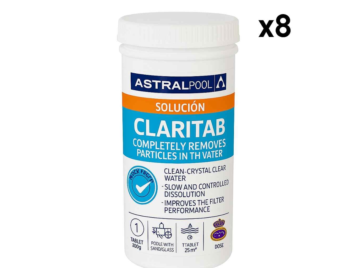 Claritab 8 Caixas Doble Acción ''coagulante'' Y ''floculante'', Par Un Tratamiento De janeiro, Mudaram-se Que Devuelve La Claridad Y Transparencia Astralpool