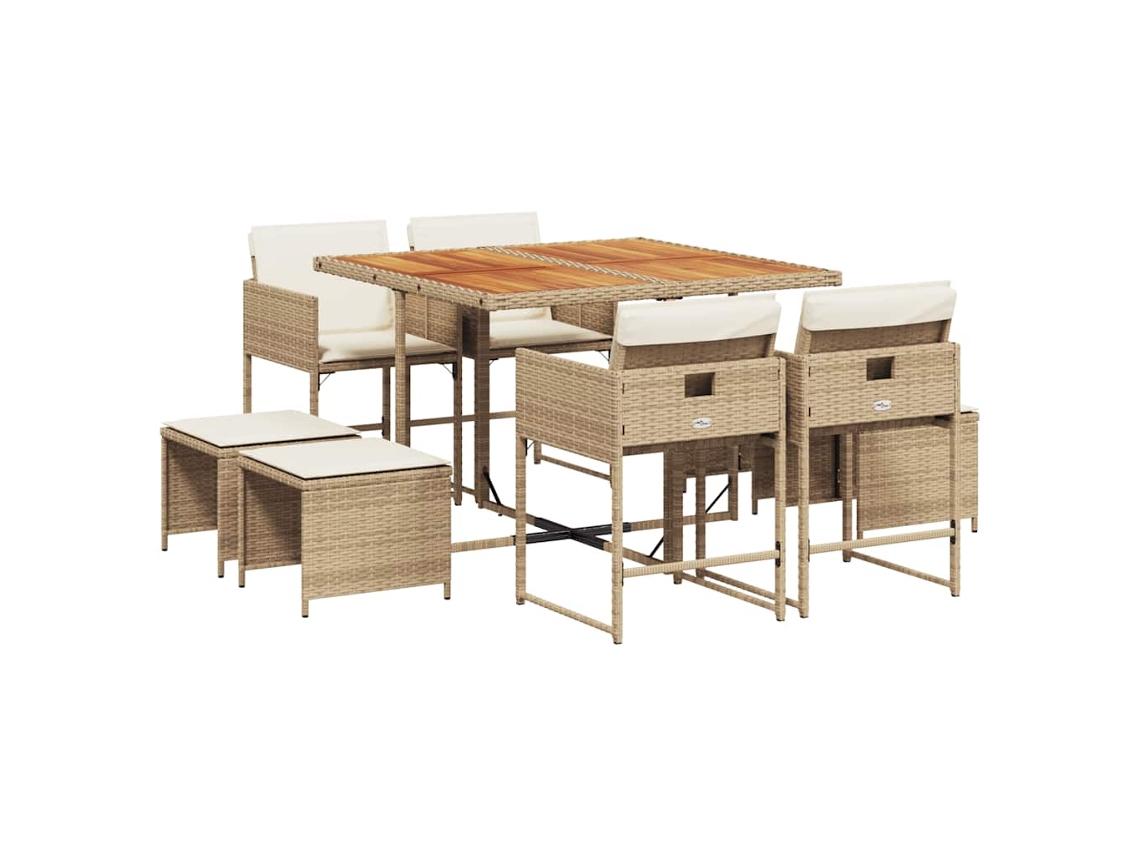 Maison Exclusive - Set Comedor De Jardín 9 Pzas Con Cojines Ratán Sintético Beige