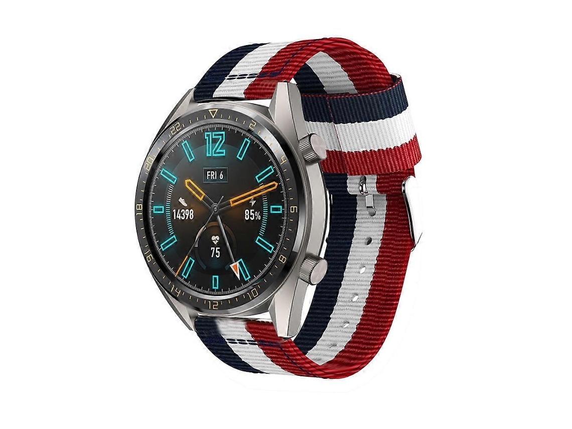 Correa de nailon de 22 mm con un solo anillo para Huawei Watch GT2e GT2 de 46 mm (rojo, blanco, azul)