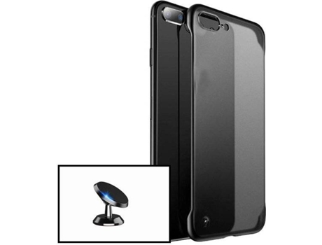 Kit Carcasa Naked Bumper + Soporte Magnético Carro iPhone SE 2022 PHONECARE Transparente y Negro