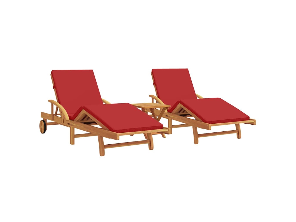Maison Exclusive - Conjunto de chaise longue de 3 piezas en color rojo, 200 x 67 x 84 cm