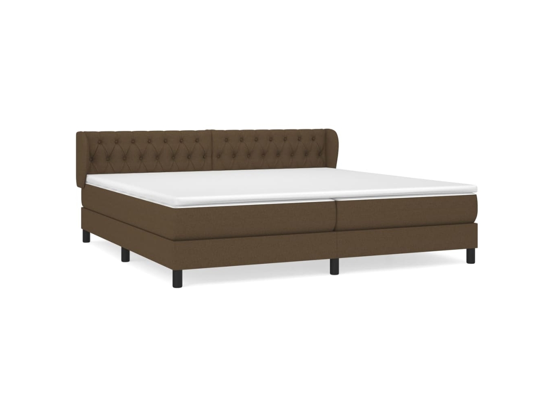 Maison Exclusive - Cama Box Spring Con Colchón Tela Marrón Oscuro 200x200 Cm