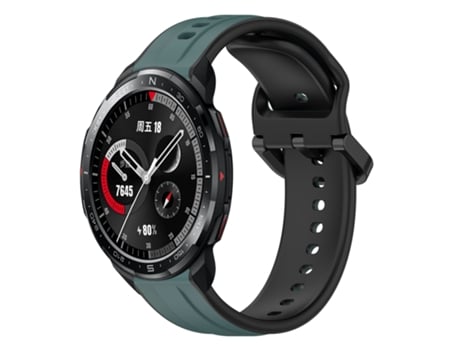 Correa de reloj inteligente para Honor Watch GS Pro de 22 mm de silicona bicolor con bucle convexo (verde oliva + negro)