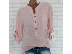 2026-blusa De Lino Para Mujer Camisa High Low Manga Larga Con Puños Desplegables Y Cierre De Botones