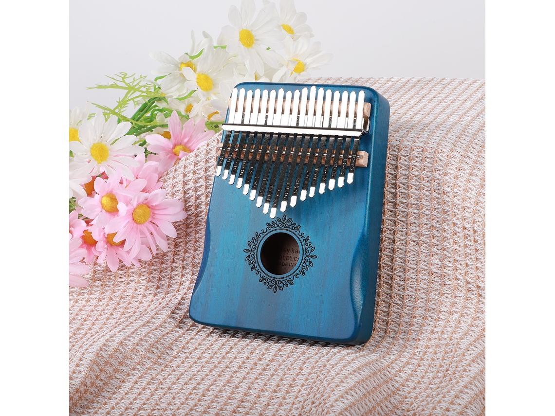 Piano de pulgar Kalimba Siurn de 17 teclas con protector de mano azul