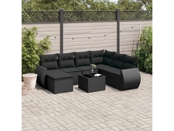Conjunto de sofá de jardín de 8 piezas con cojines en mimbre sintético negro de DKD Home Decor