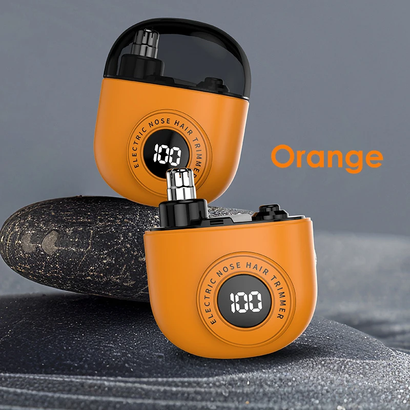 (naranja) Recortador De Vello Nasal Usb Recargable De Doble Cuchilla Eléctrico Portátil