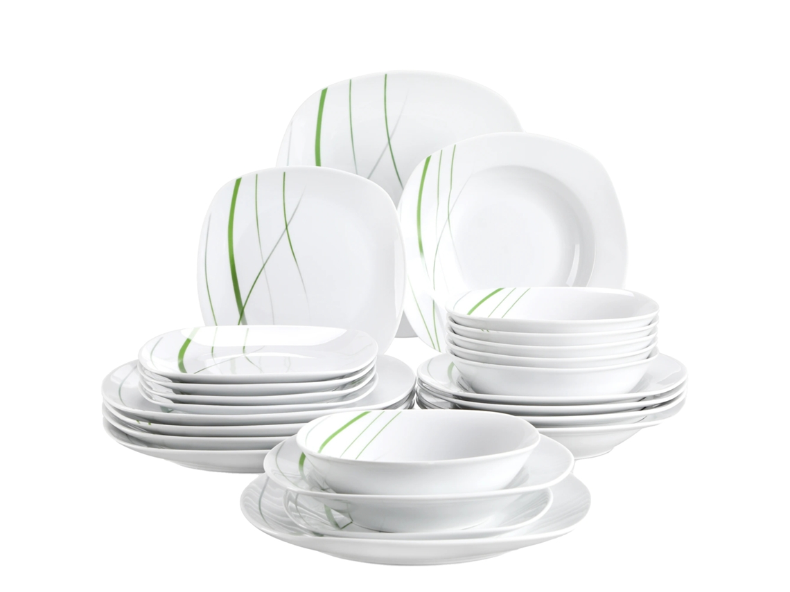 Juego de vajilla de porcelana de 24 piezas, ecológico, apto para lavavajillas, 24 piezas OEM